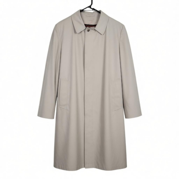 London Towne Trench Coat Men Size 40 Reg Khaki Zip Out Faux Fur Nylon Liner - Picture 2 of 15